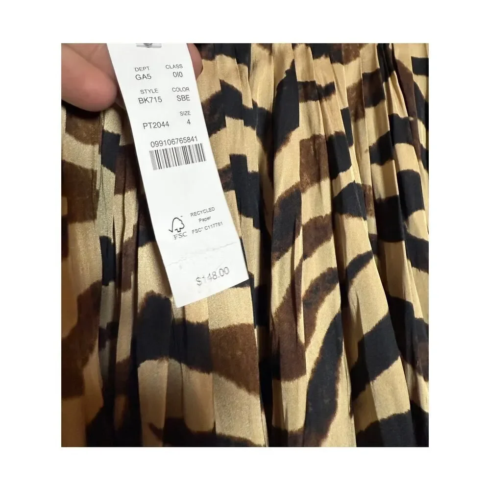 NWT J. Crew Featherweight Satin Skirt in Zebra Sz. 4